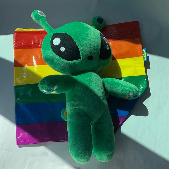 IKEA Alien Stuffed Toy w free rainbow 🌈 bag AFTONSPARV Soft toy, alien, 13 " - Picture 2 of 14